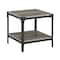 Walker Edison Slate Gray Angle Iron Rustic Wood Side Table Set
